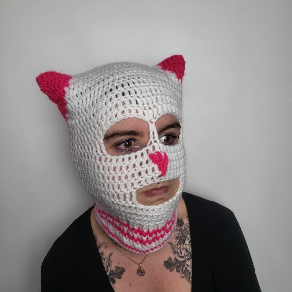 Cagoule chat blanc et rose – Image 3
